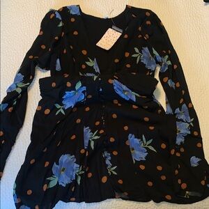 Floral Polka Dot Long Sleeve Dress